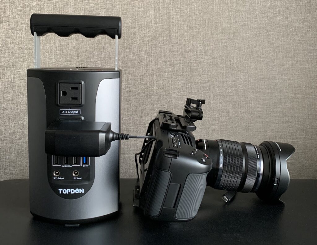 BMPCC4Kにポータブル電源を接続した場合の連続撮影時間